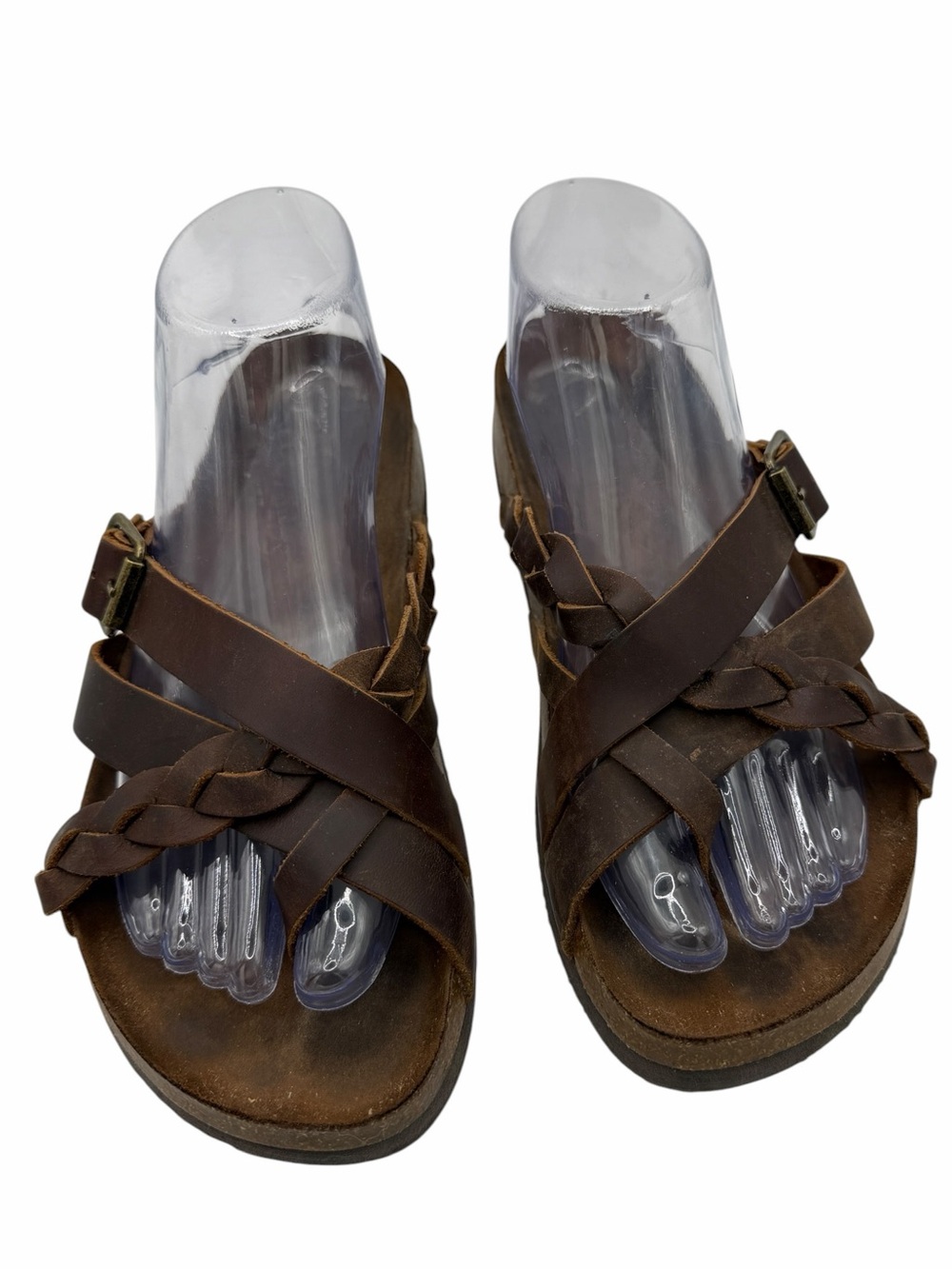 White Mountain Footbeds Harrington Brown Leather Sandals - Size 7
